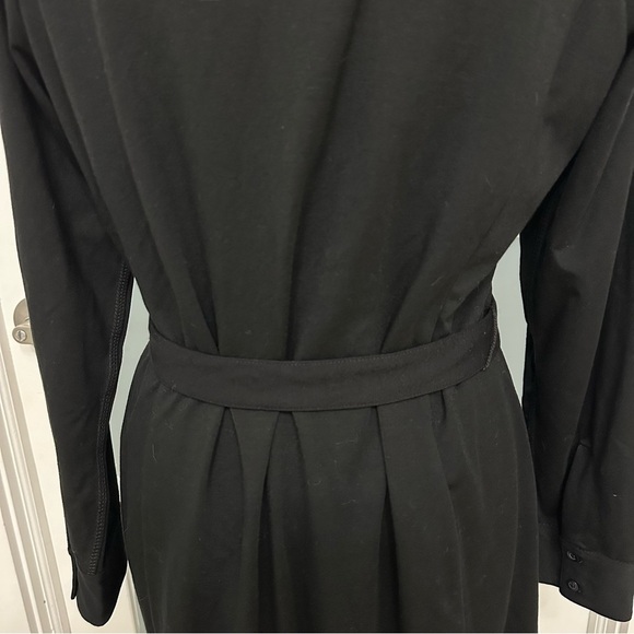 L.L.Bean Button Front Knit Belted Dress Black Size Medium Petite Career Wear NWT - Picture 8 of 9